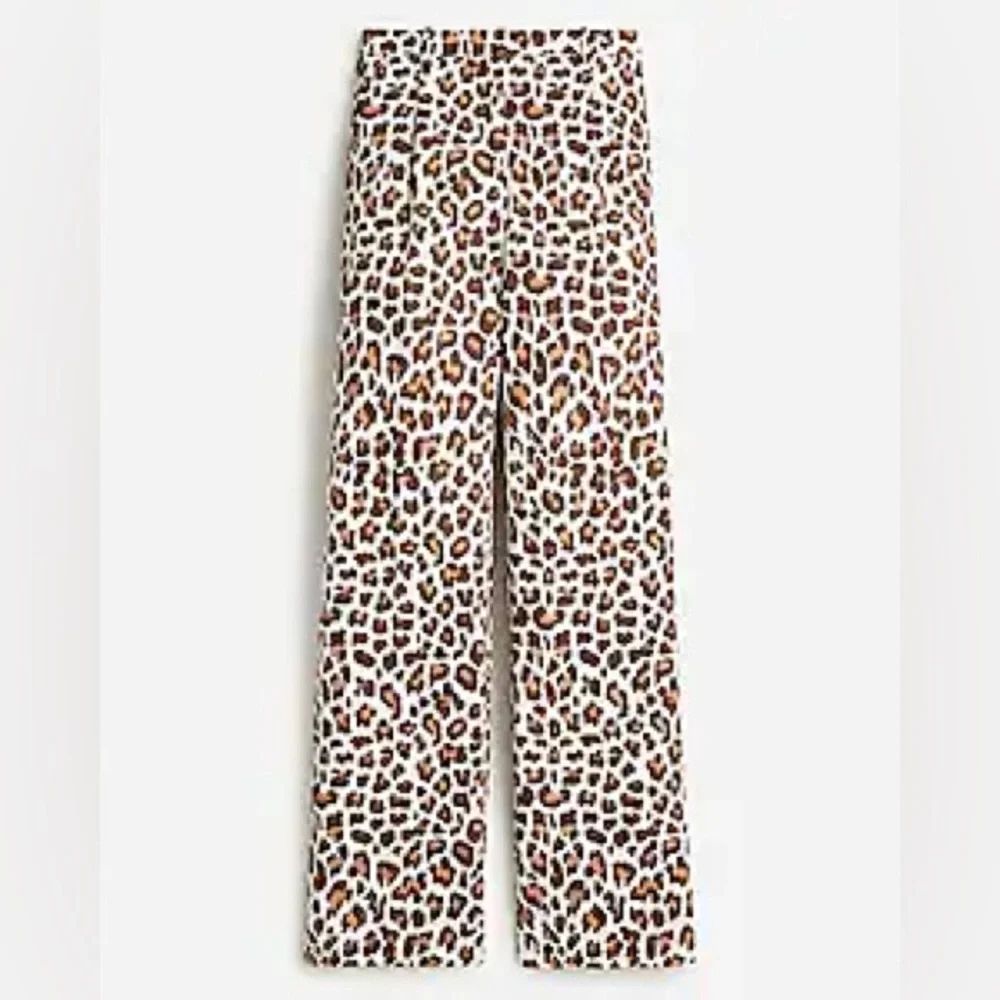 J.Crew Collection pleated wide-leg pant in leopard trench canvas BP297